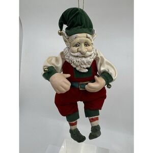 Christmas Elf Gnome Vtg NEW Ceramic Face & Hands Feet Figurine Ornament Santa